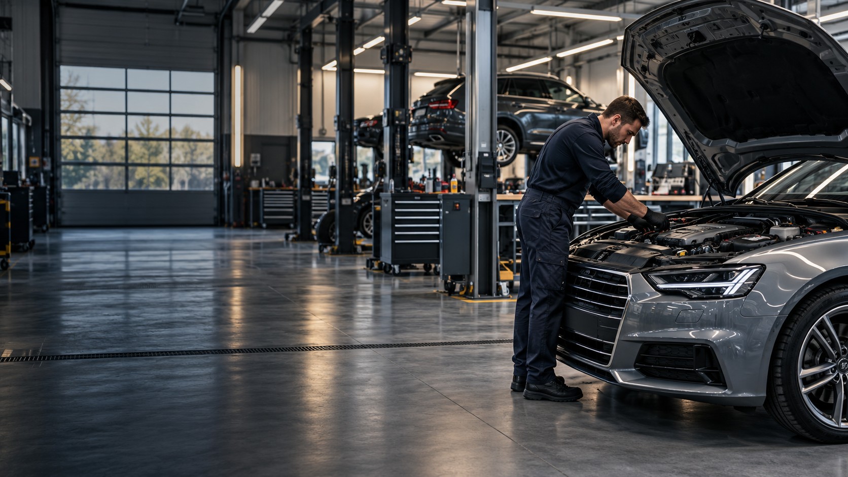 Temsili olarak oluşturulmuş otomotiv servis görseli